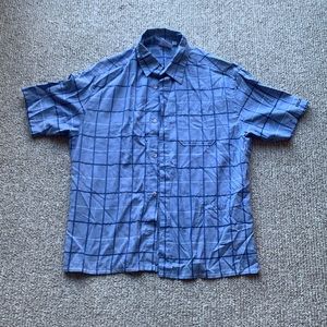 HURLEY Blue Plaid Button-Down Shirt, Men’s Medium